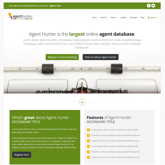 Agent Hunter Website - Finding agents for authors