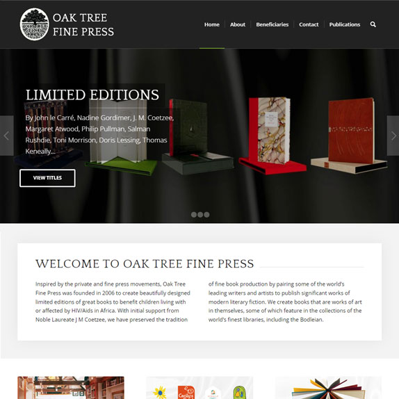 Oak Tree Fine Press Website - Raising funds for AIDS and HIV charities in Africa