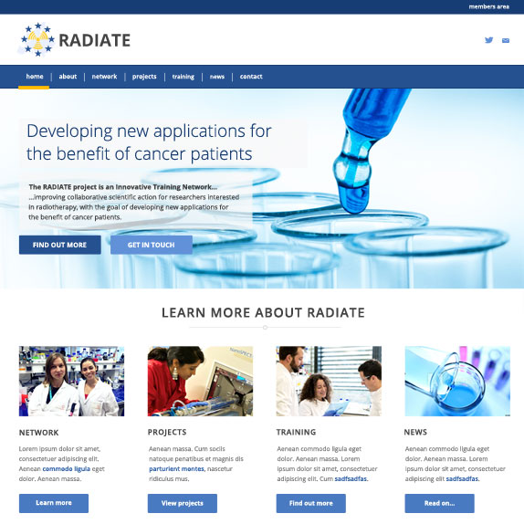 Radiate Website - European cancer cure applications hub